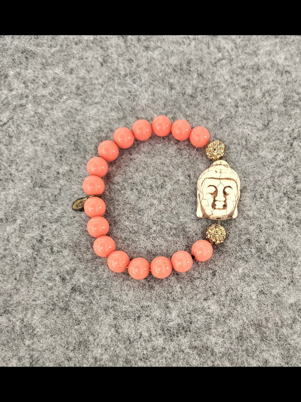 EXPRESS Coral Beaded Buddha Charm Bracelet - NEW